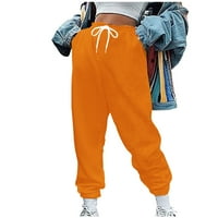Echfiprom Женски панталони Дръпчици оранжеви палацо панталони суитчани джоб