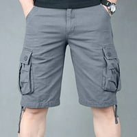 Smihono се занимава с мъже плюс размери къси панталони Мултипокета спокойни летни плажни шорти панталони дънки тренировка, работещи с меки памук фла
