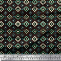 Soimoi Brown Rayon Crepe Fabric Geometric Ikat Print Fabric по двор