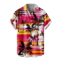 Мъжки ежедневни хавайски ризи тропически Флорални печатни Бутон надолу лятна плажна риза с къс ръкав редовен годни Алоха отгоре