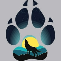 Лапа на вълк. Вълкът и Луната Мъжки атлетичен Хедър крем Графичен потник - дизайн от хора 2ХЛ
