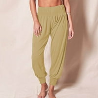 Symoid Womens Workout Bottoms- Recetational Home Harron Solid Streptmid Rise Sweatpants Yoga сгъваеми гамаши с пълна дължина панталони khaki l