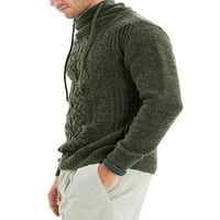 Glonme плътно цветово пуловер мъжки разхлабени шезлонги джъмперни върхове уютен пуловер с пуловер Armygreen xl xl