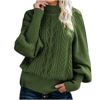 Vivianyo hd пуловери за жени разрешение плюс размер жени ежедневни твърди плътен дълъг ръкав дебел плетен пуловер екипаж