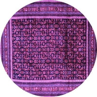 Ahgly Company Indoor Round Персийски лилави традиционни килими, 4 'кръг