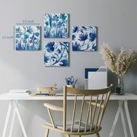 Спалня стена дé синьо цвете стена арт Комплект, всеки, модерна абстрактна живопис платно отпечатва произведения на изкуството за дома, офиса, кабината, стаята за го