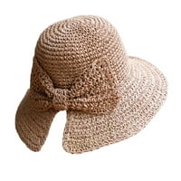 Жени сламена шапка Лято широк ръб слънчева шапка Флопи сгъваемо ролка плажни шапки за жени Bowknot UV шапка шапка