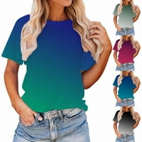 Ризи за жени Графичен тенис на тенис на тенис Лято ежедневно О градиент тениска памук с късо ръкав цветен печат на градиент