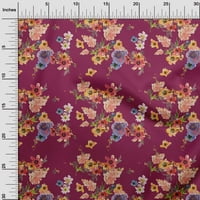 OneOone Viscose Jersey Burgundy Flab Flower Watercolor Craft Projects Декор Матела отпечатано от двора широк