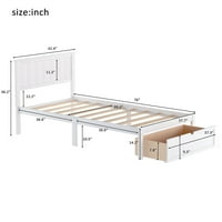 Двойна платформа за съхранение на легло рамка с чекмеджета за деца възрастни, модерна основа за матрак с дървена рамка с легло с Табла, поддръжка на дървени летви, н