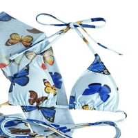 Thaisu жени бикини комплект, пеперудна печат за свързване на сутиен сутиен сутиен сутиен пола на рамене бански костюм за къпане ， s m l