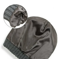 Qcmgmg солидна слаба женска шапка на шапка зимен кокетен кабел плетен студено време смешни боеси тъмно сиво свободен размер