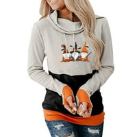 Дамски пуловери с качулка забавно графичен печат Около врата с дълъг ръкав върхове модни блузи за жени