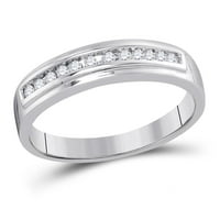 10k бяло злато кръгъл диамант сватбена лента с сватба cttw