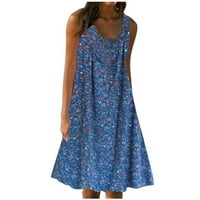Рокли за жени Свободно Време лято оглавник мини флорални слънце рокля парти рокля темперамент синьо