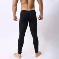 Мъжки дълги Johns бельо мек леден копринен еластичен спорт панталони панталони панталони черен xl