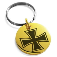 Неръждаема стомана Pattee Iron Cross гравиран малък медальон кръг чар ключодържател