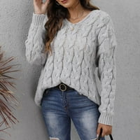 Женски дебел плетен v Врат моден пуловер с пуловер
