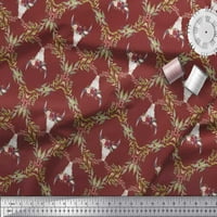 Soimoi Red Velvet Fabric Floral & Cow Skull Head Damask Print Craft Fabric край двора