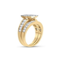 14кт жълто злато принцеса диамант Булчински пръстен халка комплект 1-Кттт