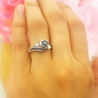 DazzlingRock Collection 14k кръгла син сапфир и бял диамант вихър за булчински годежен пръстен, бяло злато, размер 8