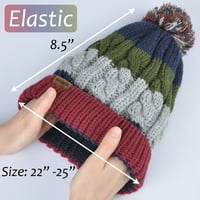 Плетена шапка за жени, Фау фъзи пом пом зимни ски шапки шапка