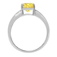 1.0 КТ възглавница нарязани жълто симулирани диамант 18К бяло злато годишнина годежен пръстен Размер 3.5