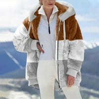 Бебешки есенни якета за жени клирънс Мода Дамски топли Фау палто яке зимен цип Дълъг ръкав Връхни дрехи Дамски Блузи