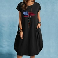 Четвърти юли рокля за жени графичен печат рокля звезда Принт Дамска Мода САЩ флаг рокля за жени