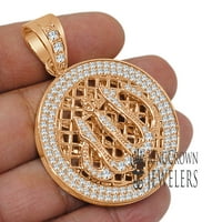 14k розово злато меден тон Аллах мюсюлмански бог висулка симулиран диамант религиозен унизийски чар медальон