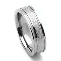 Комфорт приляга титаниев сватбена лента келтски възел, блъскан пръстен