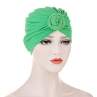 Жени памучен твърд цветен възел тюрбан шапка еластична хиджаб капачка за коса капак