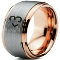 Волфрамов сърдечен текст символ любов лента пръстен мъже жени комфорт годни 18k розово злато стъпка скок ръб четка полиран