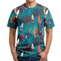 Мъжки ризи, момчета и мъжки хавайска риза на палмово дърво, кръгла шия с къс ръкав, графични тийнейджъри, графични върхове на тий, отпечатана хавайска плажна риза, д?