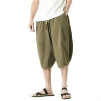Koaiezne мъже тънък прав памук седем точки панталони летни ежедневни панталони мъжки дишащи панталони