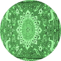 Ahgly Company Indoor Round Animal Emerald Green Traditional Area Rugs, 5 'Round