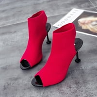 Ведолай помпи обувки Високи Токчета за жени ежедневни лято широка ширина римски Високи токчета, Червено 5