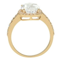 2. CT Brilliant Oval Cut Clear Simulated Diamond 18K Yellow Gold Politaire с акценти пръстен SZ 6.75