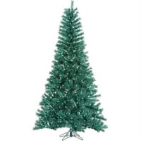 Vickerman предварително осветена 9 'Aqua Tinsel Artificial Christmas Tree, Teal Lights