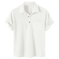 Мъжки Случайни Валф Проверки Твърди Тениска Блуза Завой Надолу Яка Ризи С Къс Ръкав Блуза