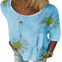 Лято плюс размер дамски тениска с къс ръкав блуза дами маргаритка отпечатък основни тийнейджъри летни плаж ежедневни развратни родове дами флорални пуловер тройници