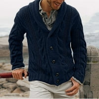 Жилетка пуловер за мъже солидна ежедневна жилетка с дълъг ръкав с еднократна подправка пуловер кафяв l