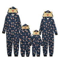 Семейство съвпадаща коледна пижама за комплект светлини на низове шаблони с една част с Zip-front Romper с качулка за баща Майка деца