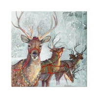 Спиеви индустрии Зимни елени празнични пейзаж Празнична галерия Опакован платно от печат стена изкуство