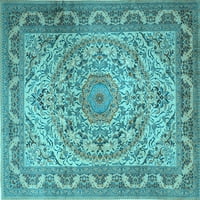 Ahgly Company Indoor Rectangle Medallion Light Blue Traditional Area Rugs, 4 '6'