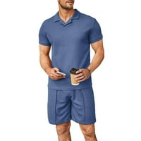 Мъжката риза и къси панталони поставят летни тоалети с къс ръкав комплект за мъже m-3xl