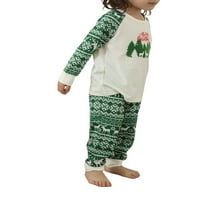 Liacowi Merry Christmas Parent-Child Xmas Nightclothes Round Neck Tops Trousers Romper Green