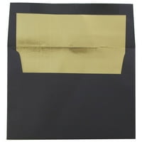 Плик от хартия и фолио пликове, 1 2, черен със златно фолио, в опаковка