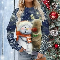 Суитчърс за жени Коледни разчистване сделки, Aieott Plus Размери Суичър за екипаж, суичър с пуловер отпусна се прилепна, дълги ръкави ежедневни ризи коледни печат суичъ?