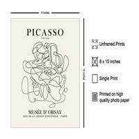 Класически плакат на Picasso - Винтидж минималистичен печат - Неразпределено стеново изкуство - Подарък за художник, приятел - Прегръдката, абстрактно, рисуване на лини